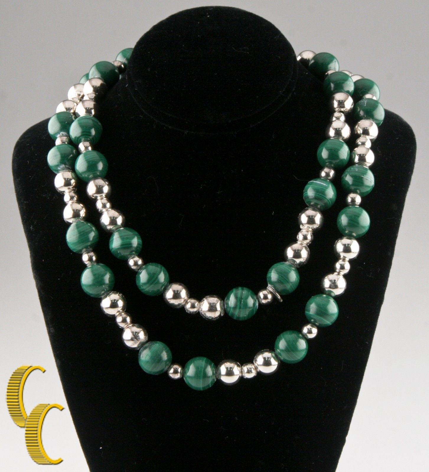 Tiffany & Co. Sterling Silver Malachite Beaded Necklace Gorgeous! - $1,717.65
