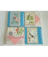 Set of 4 Hand Made Custom Tile Coasters Featured Flowers and Lovely Blue... - £11.79 GBP