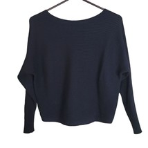 Cropped Black Knit Sweater Long Sleeve Womens Medium - £6.85 GBP