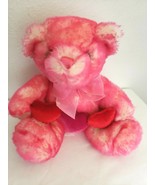 Walmart Teddy Bear Plush Stuffed Animal White Frosted Hot Pink 3 Hearts - £21.01 GBP