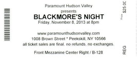 Blackmore&#39;s Noche Ticket Stub Noviembre 8 2013 Peekskill New York - £23.85 GBP