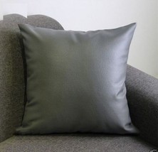 Cushion Cover Leather Pillow Throw Hair Decorative Genuine Decor Rug Gray 5 - £23.55 GBP