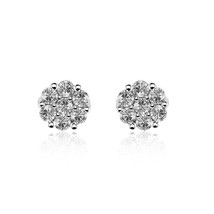 1.02 Carat Round Cut Diamond Cluster Stud Earrings 14K White Gold - $890.01