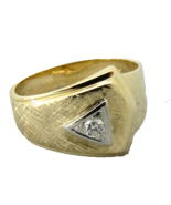 14K Mens Diamond Ring Yellow Gold SZ 9 Band  Brushed Texture Designer PA... - $593.99