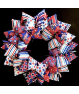 Stars and Stripes Forever Patriotic Handmade Fabric Wreath for July 4th - $49.95