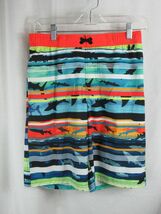 Boys XL 14-16 swim trunks board shorts drawstring elastic blue orange sh... - $7.91
