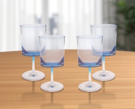 Set of Four Clear and Blue Acrylic Stemmed All Purpose Wine Glass - $3,446.12 MXN