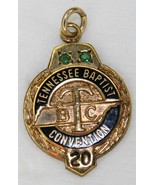 Vintage TENNESSEE BAPTIST CONVENTION 20 Year Gold Filled Pendant 2 Green... - $547.14 MXN