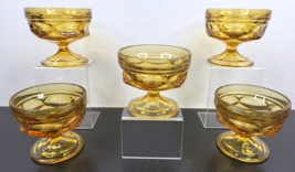 5 Anchor Hocking Fairfield Sherbet Glasses Set Vintage Honey Gold Chamap... - $39.27