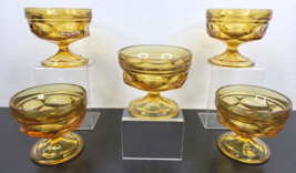 5 Anchor Hocking Fairfield Sherbet Glasses Set Vintage Honey Gold Chamap... - £31.12 GBP