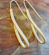 Gold Hoop Teardrop Hollow Hanging Dangle Unique Hook Earrings pendientes  - £4.67 GBP