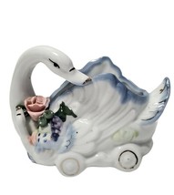 Swan &amp; Baby Decorative Planter Ring Holder Trinket Dish White mother &amp; child - £9.73 GBP