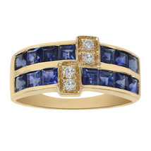 1.00 Carat Sapphire &amp; 0.12 Carat Diamond Ring 14K Yellow Gold - $395.01