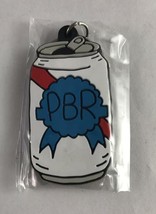 NEW PBR Pabst Blue Ribbon Beer Can Rubber Keychain 2&quot; x 1&quot; - £5.45 GBP