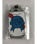 NEW PBR Pabst Blue Ribbon Beer Can Rubber Keychain 2&quot; x 1&quot; - £5.57 GBP