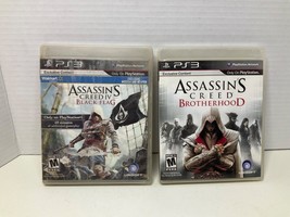 (2) PS3 Assassin&#39;s Creed Games Black Flag &amp; Brotherhood w/ Manuals - £10.05 GBP