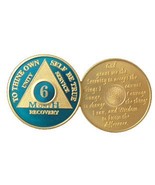 6 Month Blue Gold Plated Custom AA Medallion Sobriety Chip - $18.80