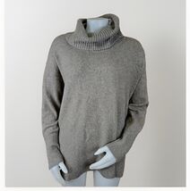 Nanette Lepore Cowl Neck Sweater Womens L Beige Wool Blend Tunic Long Sl... - $19.18