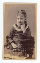 Antique CDV Circa 1870s Tresslar Lovely Young Girl in Lacey Dress Ft. Scott, KS - £7.52 GBP