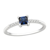 Diamond Flash® Cubic Zirconia Sapphire Silver Ring Fully Hallmarked Created - £14.33 GBP