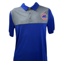 Chicago Cubs Baseball Collar Polo Shirt Blue Gray Mens Size S Majestic MLB NEW - £10.97 GBP