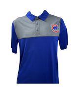 Chicago Cubs Baseball Collar Polo Shirt Blue Gray Mens Size S Majestic M... - £10.97 GBP