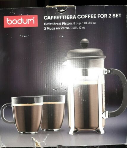 Bodum Caffettiera French Press Coffee Maker, 8 Cup, 1 Liter, 34oz with 2 Glas... - £18.94 GBP