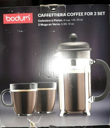 Bodum Caffettiera French Press Coffee Maker, 8 Cup, 1 Liter, 34oz with 2 Glas... - £18.99 GBP