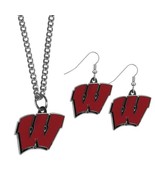 NCAA Siskiyou Sports Womens Wisconsin Badgers Dangle Earrings and Chain ... - $26.01 CAD