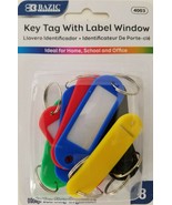 Key Tags Light Plastic w Label Windows Four Colors Split Rings  8/Pk - £2.36 GBP