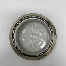 Vintage Coaster Ashtray Round Crystal Sterling Silver Rim - $41.84