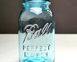 Antique 1922-33 Ball PERFECT MASON Quart Jar Regular Mouth Blue Glass De... - $25.00