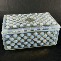 Trinket Cigarette Jewelry Box Moonstone Opalescent Hobnail Depression Glass VTG - $18.57