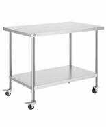 VEVOR Stainless Steel Work Table 30 x 48 x 38 Inch, with 4 Wheels, 3 Adj... - €482,31 EUR
