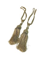 Set Gold Curtain Tie Back Fringe Tassels 9 Inches Hollywood Regency u - $27.99