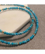 Dainty Turquoise Necklace, Faceted Turquoise Beaded Necklace, Turquoise ... - £26.77 GBP