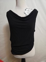 Ogl Womens Tank Black Size XL Ribbed Cowl Collar Asymmetrical Hem Shirt Top - $19.95