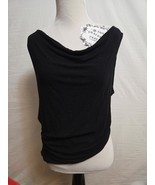 Ogl Womens Tank Black Size XL Ribbed Cowl Collar Asymmetrical Hem Shirt Top - $367.64 MXN