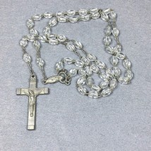 Vintage Catholic Clear Beads 5 Decade Rosary Silver Tone Crucifix - $14.00