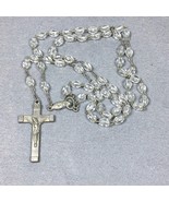 Vintage Catholic Clear Beads 5 Decade Rosary Silver Tone Crucifix - £11.01 GBP
