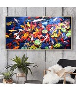 100% Handpainted High Quality Koi Fish Oil Painting On Canvas Frameless ... - £1,589.77 GBP
