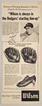 1954 Print Ad Wilson Baseball Gloves Brooklyn Dodgers Bat Boy Charlie DiGiovanna - £12.59 GBP