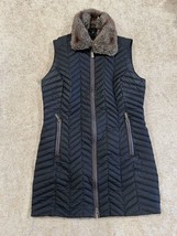 Eddie Bauer Goose Down Full Zip Puffer Vest Women Size Small Faux Fur Collar - £23.25 GBP