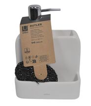Umbra Butler Ceramic Soap Dispenser With Scrub Pad - $16.90