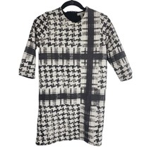 Zara Trafaluc Above Knee Dress S Womens Long Sleeve Black White Geometric Print - £15.80 GBP