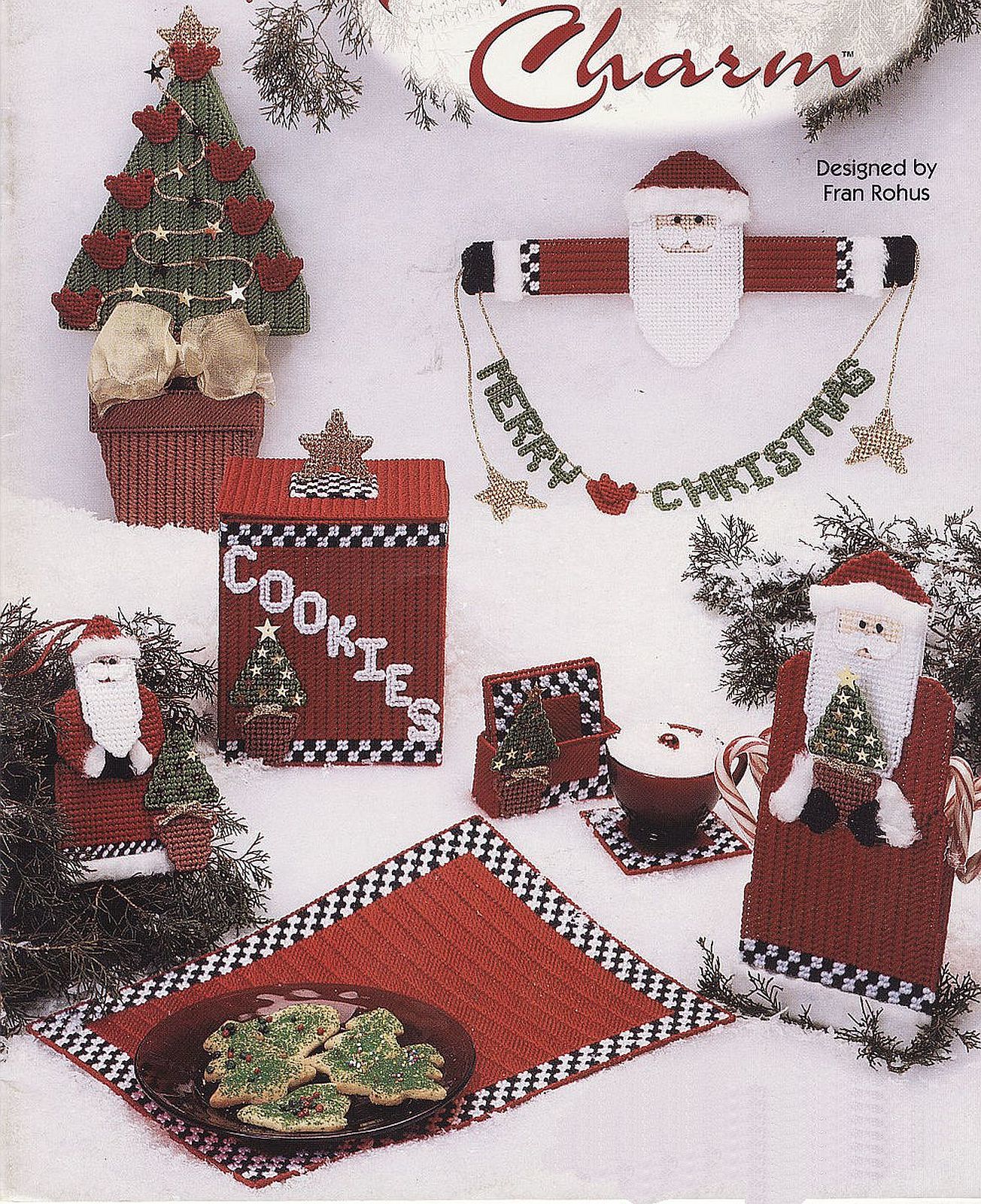 Primary image for Plastic Canvas Xmas Snack Set Cookie Canister Place Mat Coaster Garland Patterns