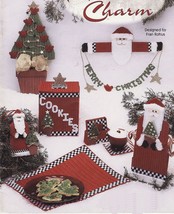 Plastic Canvas Xmas Snack Set Cookie Canister Place Mat Coaster Garland ... - $12.99