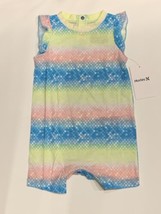 NWT Hurley Infant Baby Girl&#39;s Romper Shorts Jumpsuit Tie Dye Pastel Colo... - $10.99
