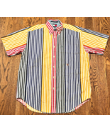 Vintage Tommy Hilfiger Button Down Shirt Mens Medium Striped Colorblock 90s - £24.99 GBP