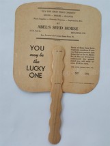 antique HAND FAN reading pa ABEL&#39;S SEED HOUSE last supper FARM SUPPLIES ... - £50.22 GBP